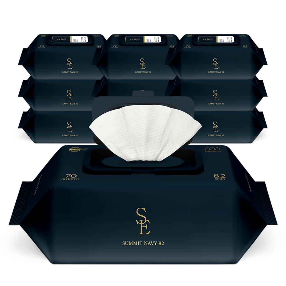 스마트에코 써밋 네이비 82g 엠보 70매 10팩 캡형 아기 물티슈