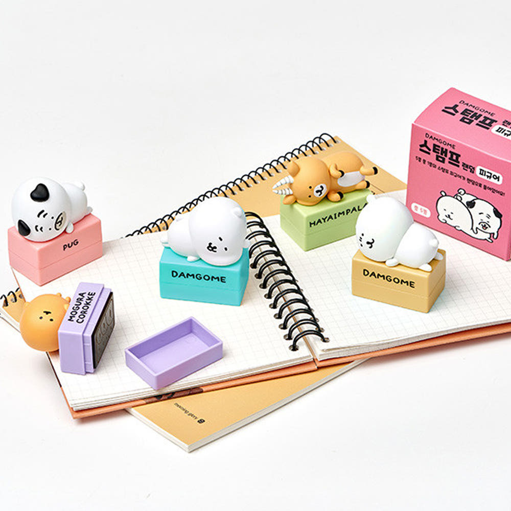 담곰이 스탬프 5종 세트 피규어 도장 농담곰 퍼그 고로케 임팔라 캐릭터 굿즈 - 상품 이미지
