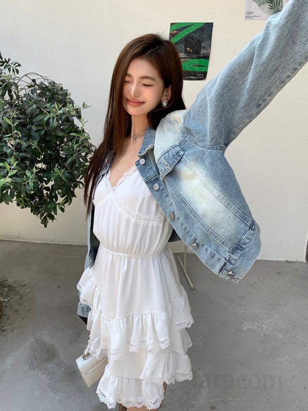 여자 빈티지 워싱 데님 자켓 크롭 기장 루즈핏 긴팔 청자켓 봄 가을 간절기 아우터 데일리룩 숏자켓 4841 - 상세 이미지 3