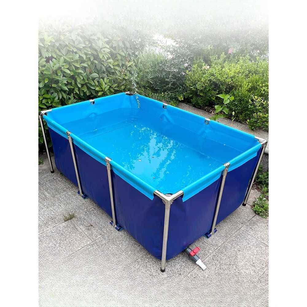 간이 수족관 수조 어항 PVC 대형 물고기 임시 보관함 0.8x0.6x0.3m (스틸 브라켓) - 상세 이미지 3