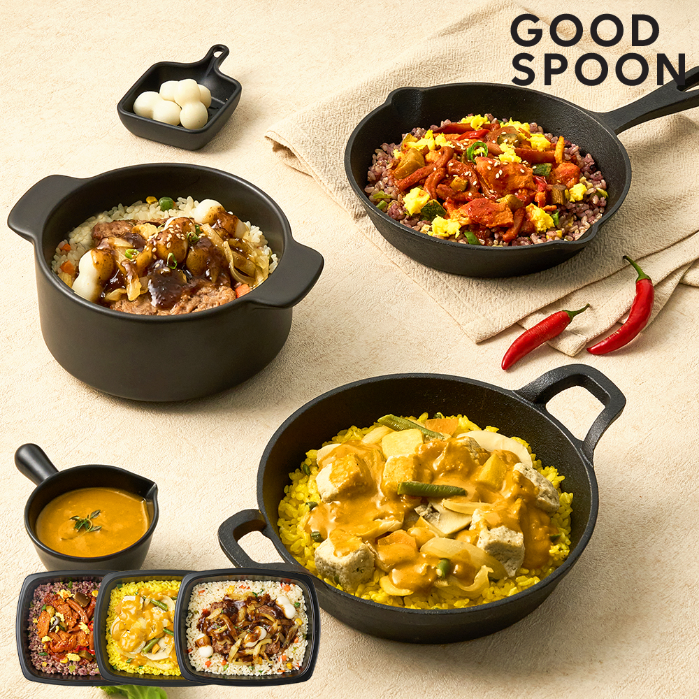 굿스푼 양많은 점보도시락 3종 6팩 오징어불제육 푸팟퐁 커리 떡갈비 점심 직장인 혼밥 관리식단