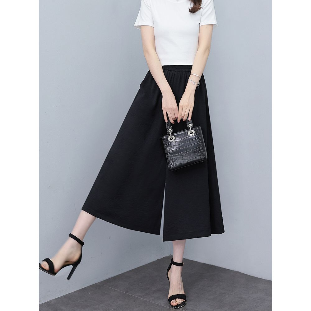 여름 핀턱 7부 치마바지 빅사이즈 키작녀용 bying24 블랙 S (40-50kg) - 상세 이미지 4