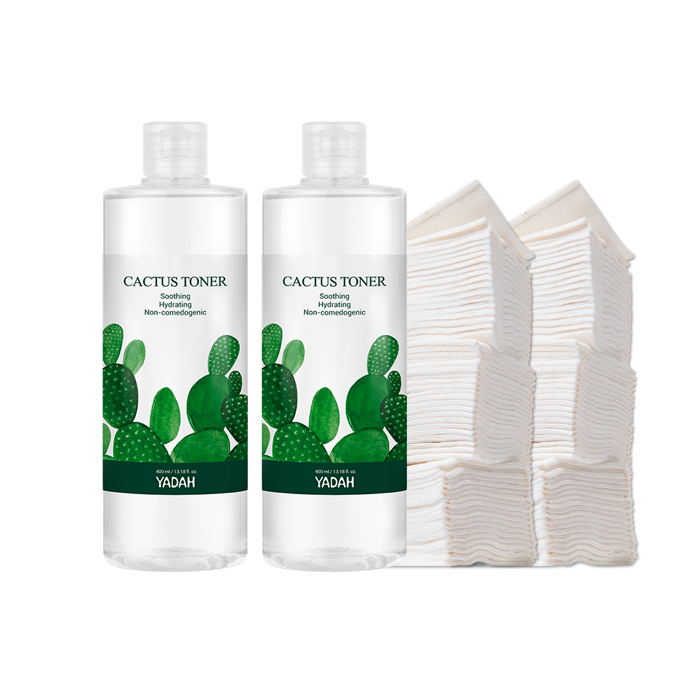 야다 수분 속광토너 400ml 기획세트 (순면 100%솜 60매 포함) 듀오 - 메인 이미지