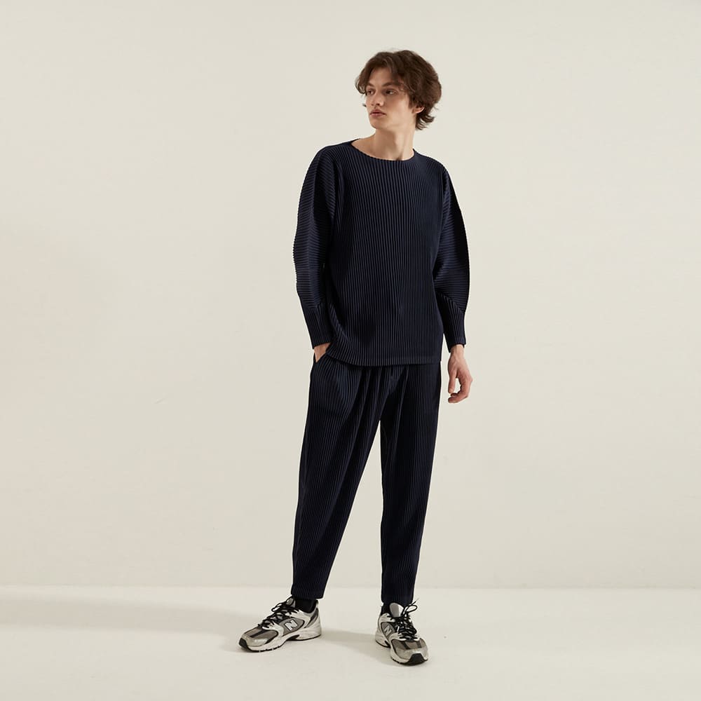 몽플리쎄 남성 플리츠 스트레이트 핏 팬츠 (3colors) 주름옷 주름바지 플리츠바지 - 상세 이미지 3