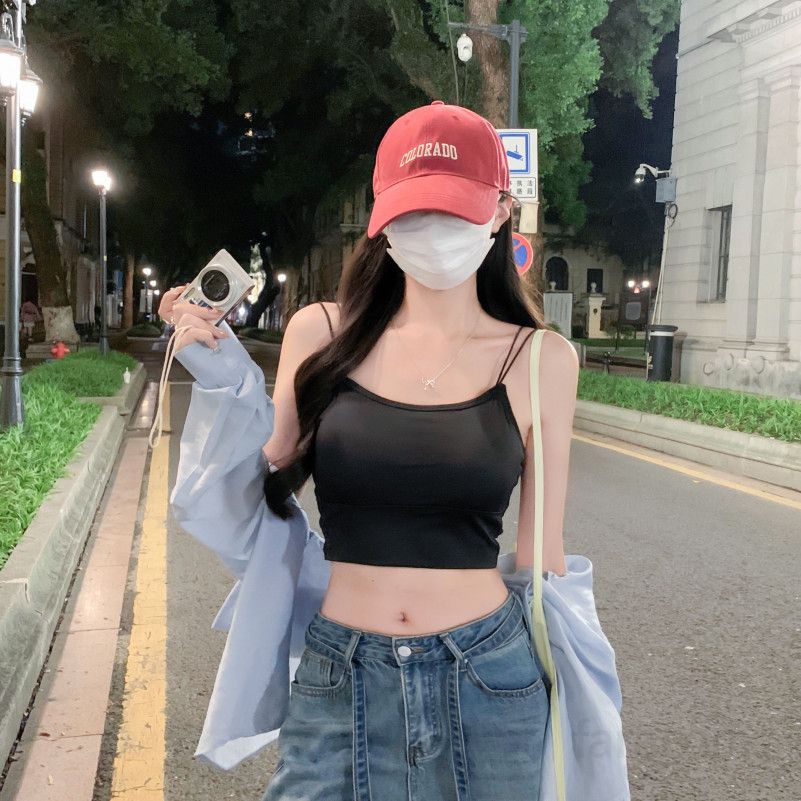 여자 여름 Y2K 더블스트랩 스퀘어넥 크롭 브라탑 끈나시 쫀쫀한 슬림핏 바캉스룩 클럽룩 이너 B0887 - 상세 이미지 2