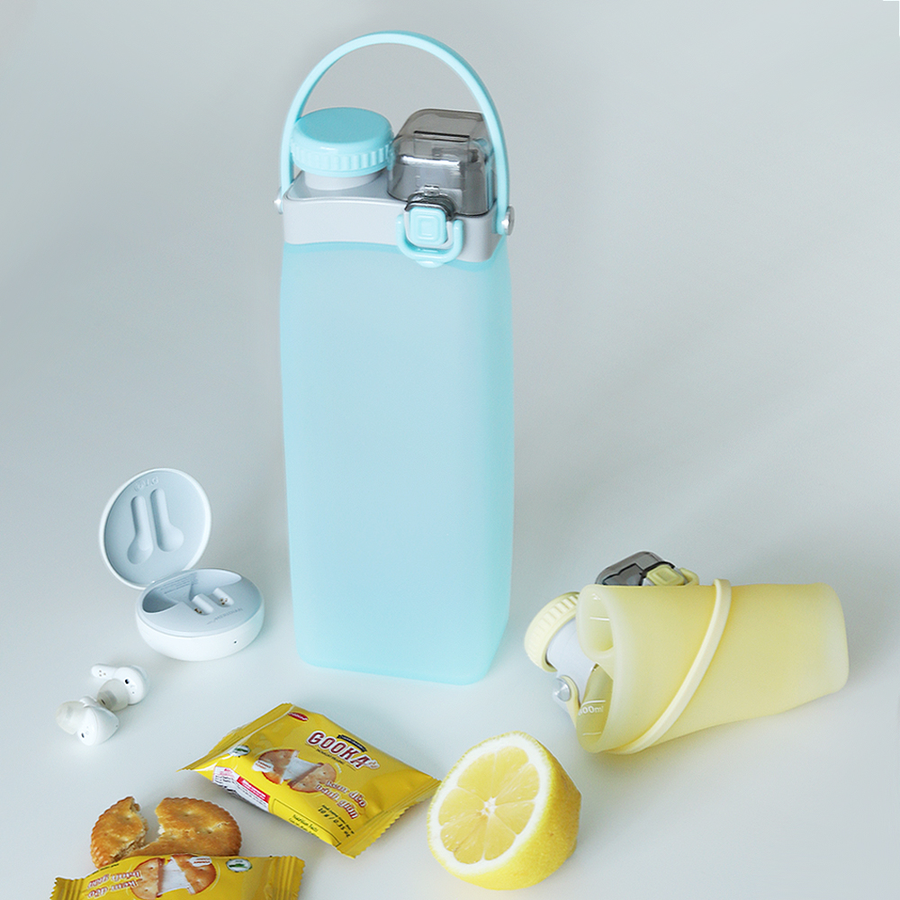 무디타 플래티넘 실리콘 물병 접이식 롤업 텀블러 물통 600ml / 빨대텀블러 휴대용 물통 - 상세 이미지 3