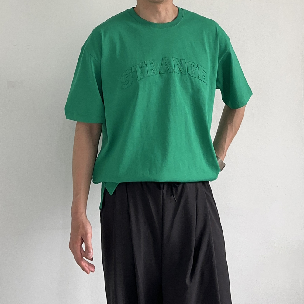 남자 반팔티 자수 레터링 여름 티셔츠 남자 오버핏반팔 - 상세 이미지 4