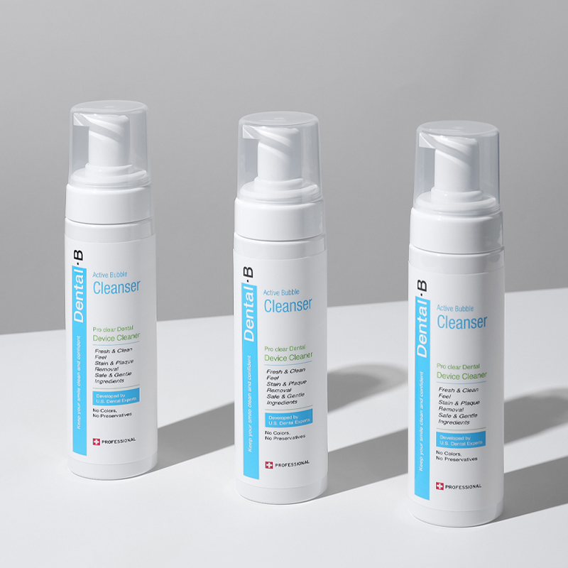 약국입점 의약외품 덴탈비 프로클리어 유지장치세정제 대용량 200ml 거품형 틀니 치아교정기 의치 세척 - 상세 이미지 3