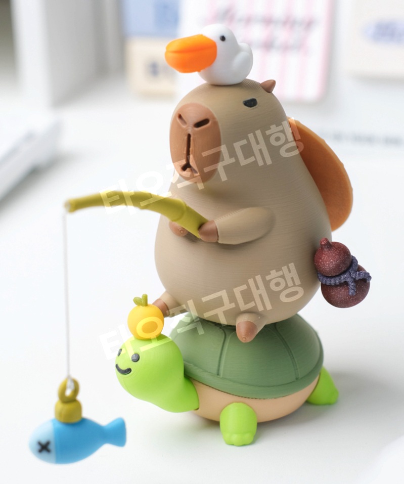 카피바라 피규어 미니어처 세트 귀여운 장난감 장식 소품 동물 장식품 - 상품 이미지
