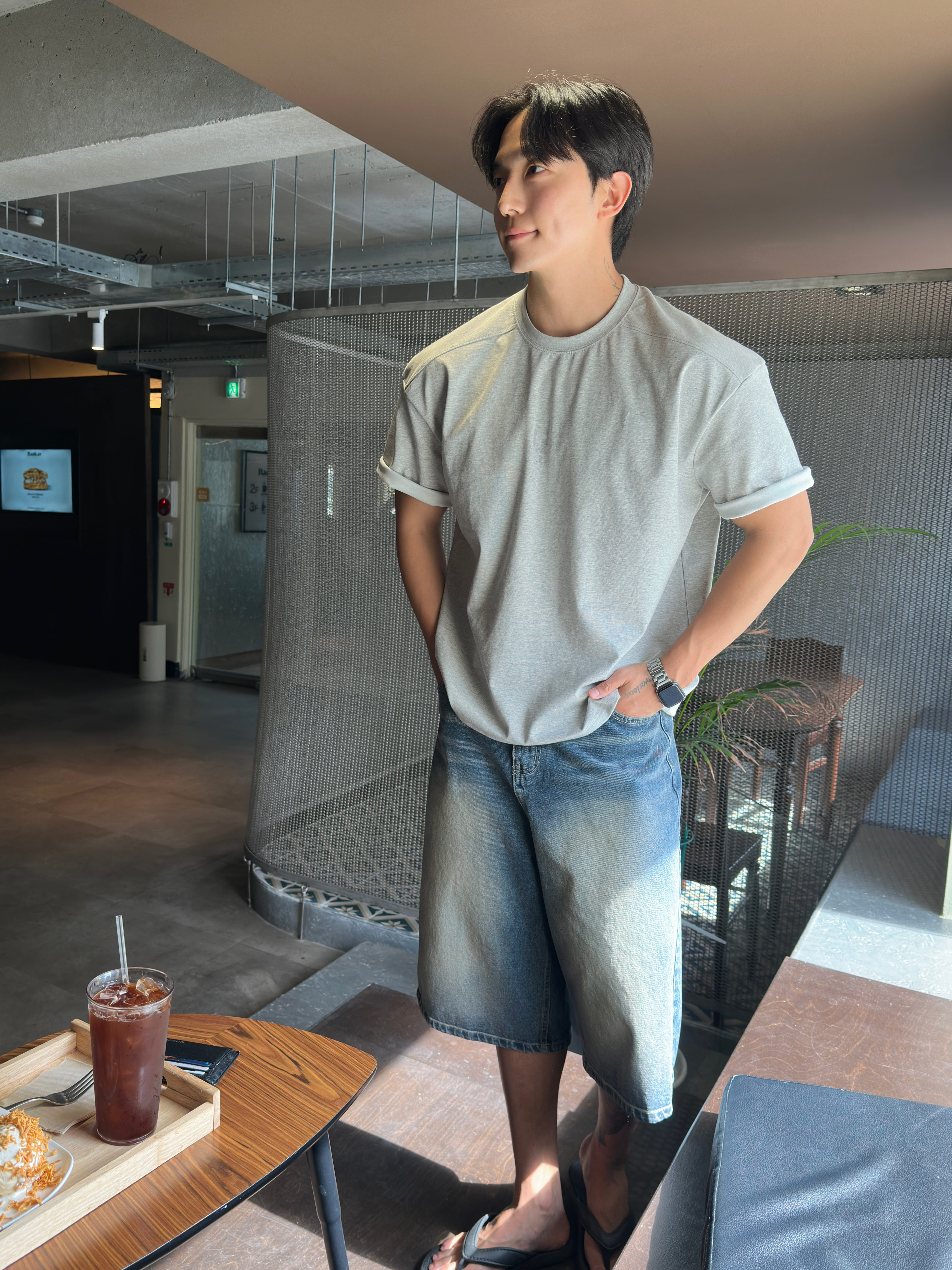 남자오버핏반팔 어깨넓어보이는반팔 남자무지티 - 상세 이미지 2