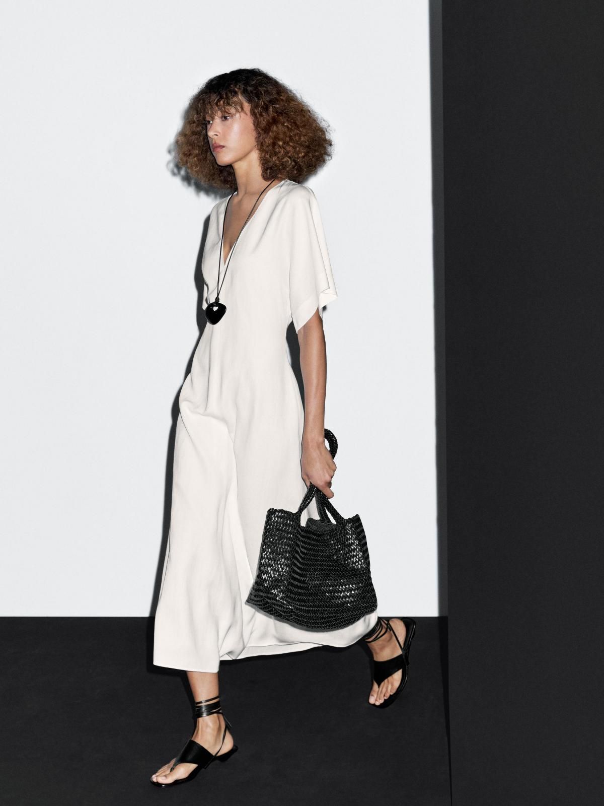 마시모두띠 플레어 브이넥 미디 원피스 6612/530 OFF WHITE - 상세 이미지 3