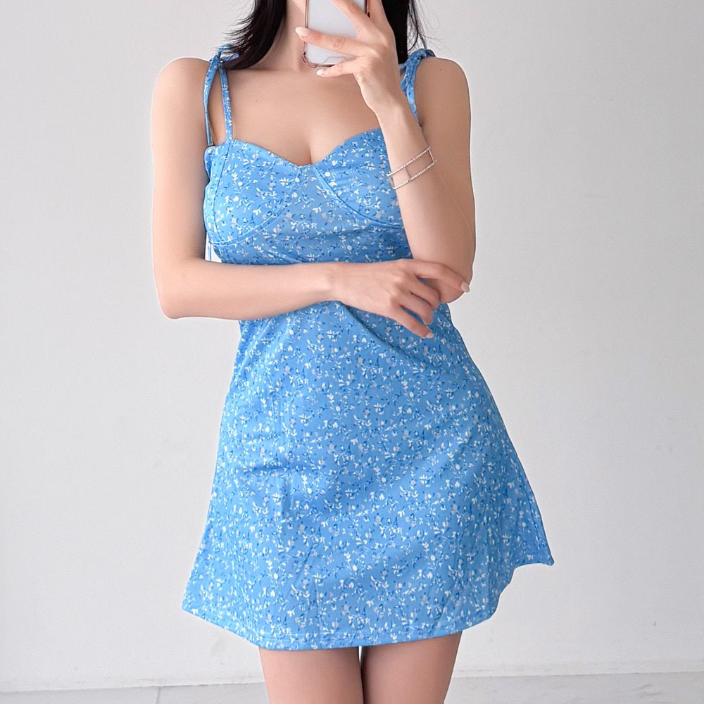 카밀렌 플라워 스트랩 나시 A라인 원피스 AF1589 - 상세 이미지 2