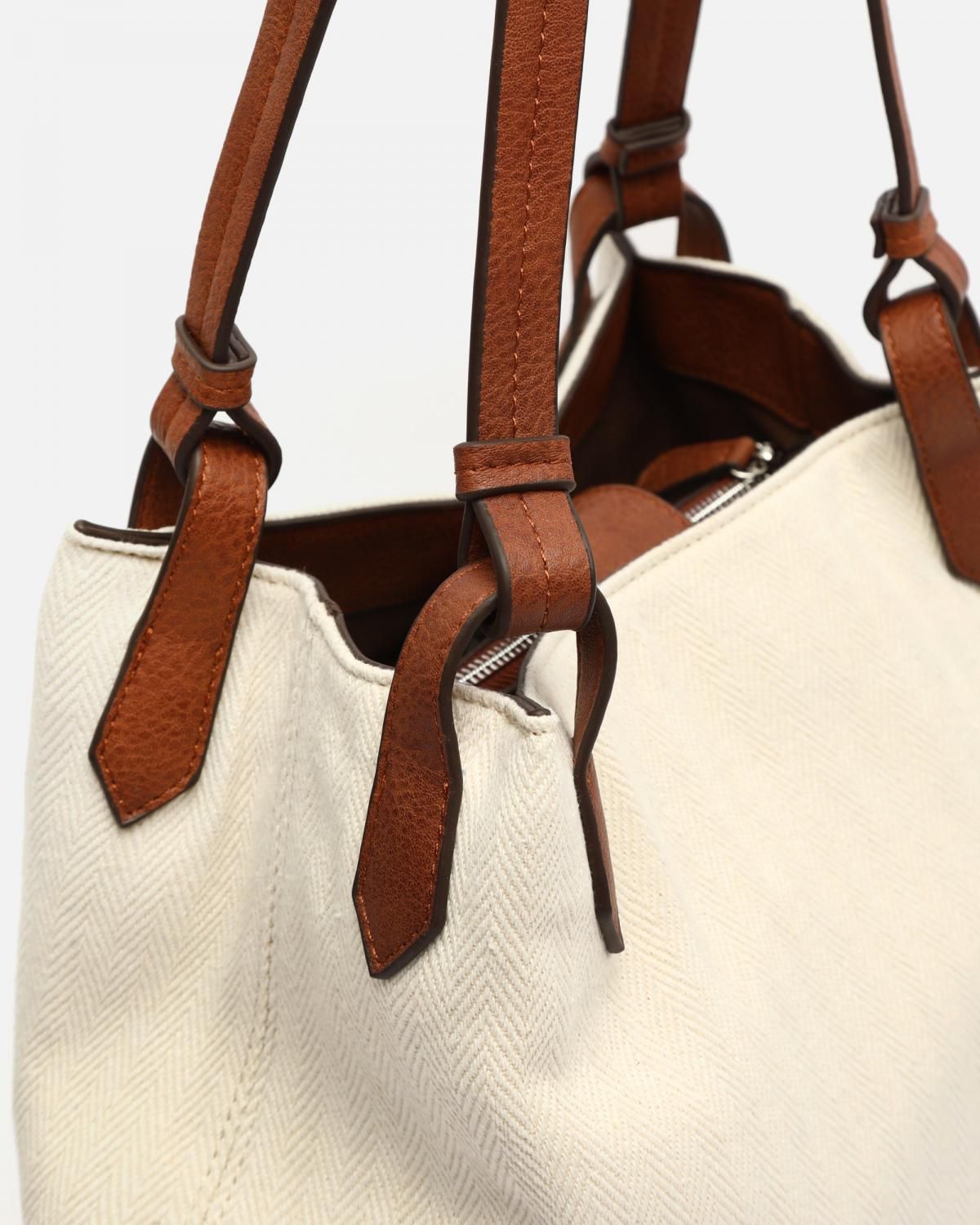 미사코 토트숄더 멀티 스트랩 라지 패브릭백 NIA-5000412414018 NATURAL - 상세 이미지 3