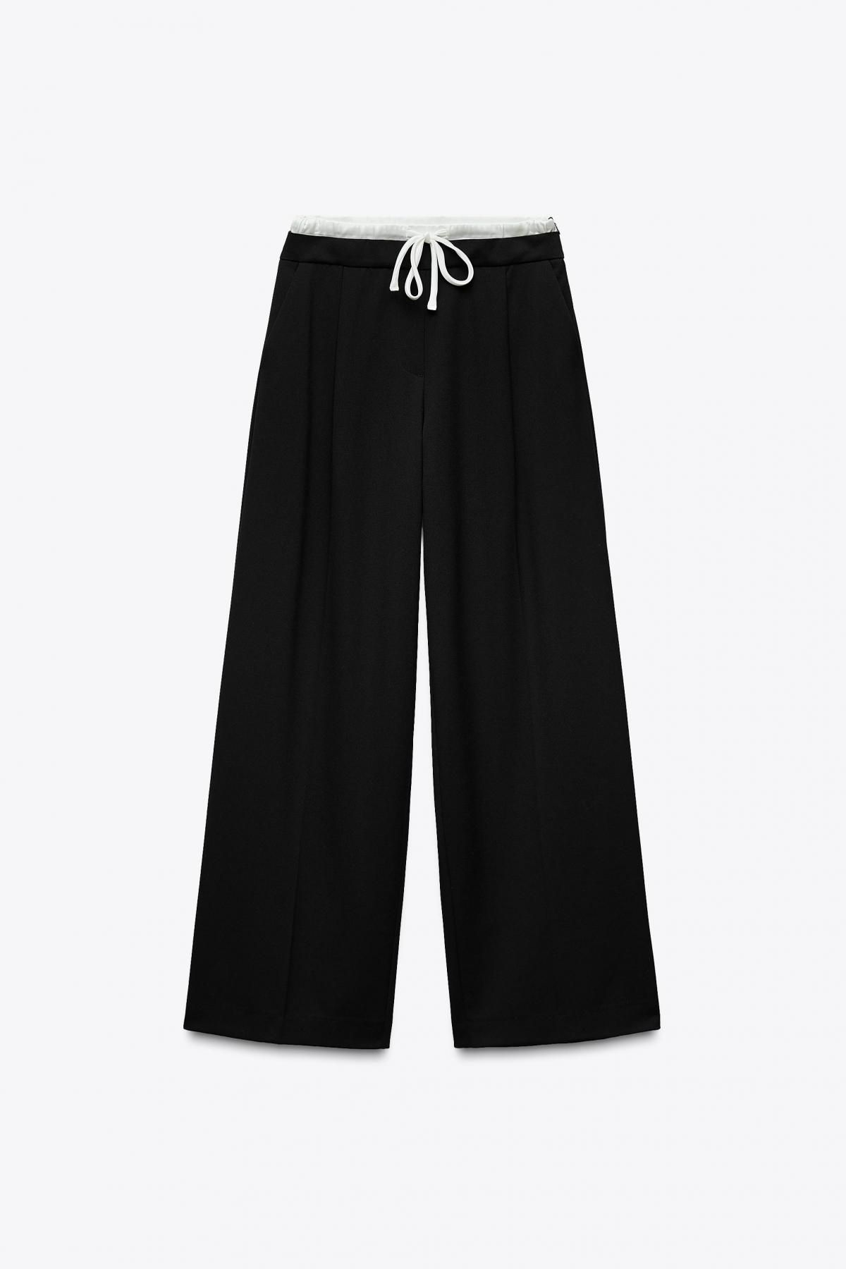 자라 더블웨이스트 와이드 팬츠 1608/825 BLACK - 상품 이미지