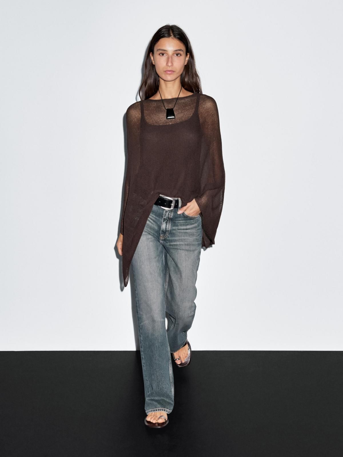마시모두띠 브라운 비대칭 니트 케이프 5685/586 BROWN - 상세 이미지 5