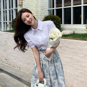 (MADE) 다이애나 퍼프 카라 반팔 블라우스 셔츠 bs7567 착용 후기 | 사이즈/핏 총정리 - 상품 이미지 4