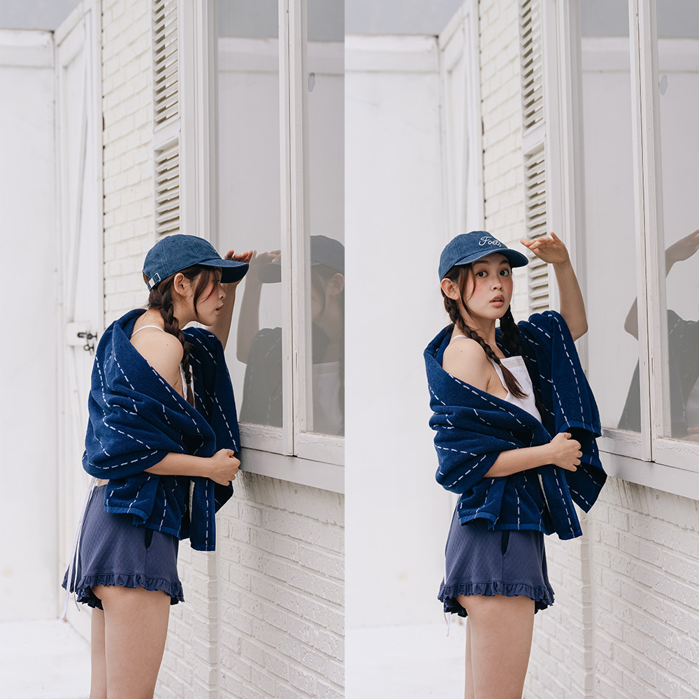 [디어리얼] 데님스티치 바스 비치타올 (2colors) 바캉스 물놀이 바스타월 - 상세 이미지 2