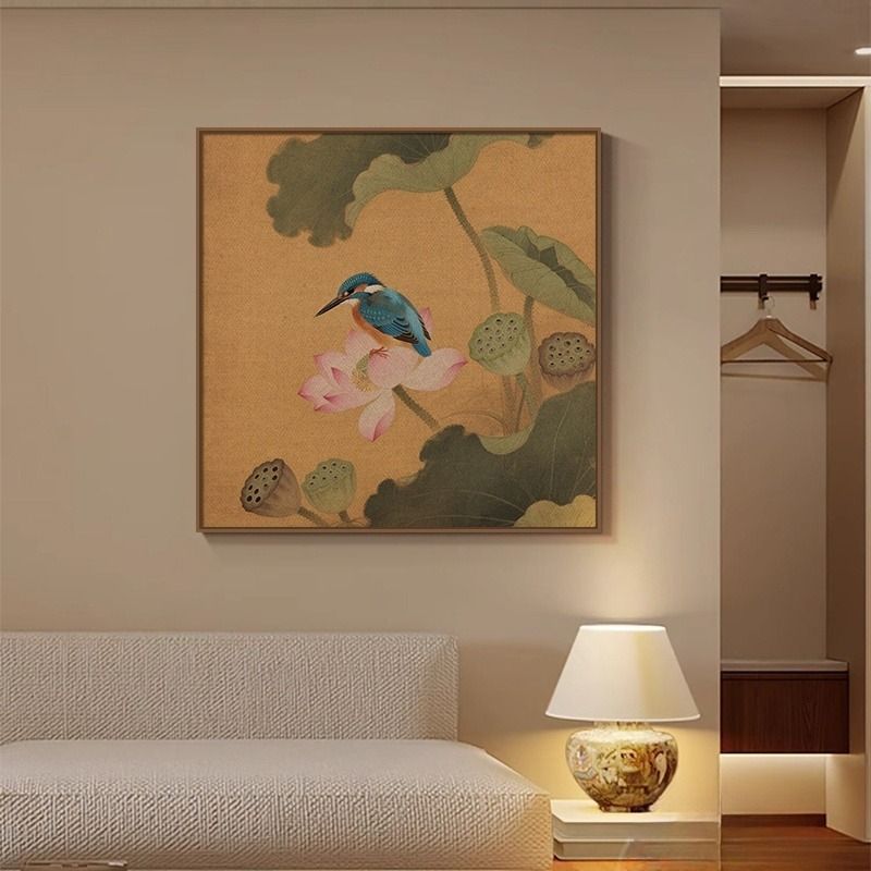 동양화 그림 액자 벽장식 거실 복도 인테리어 벽화 A 꽃과새 40x40 / 9mm 패브릭 - 상세 이미지 4