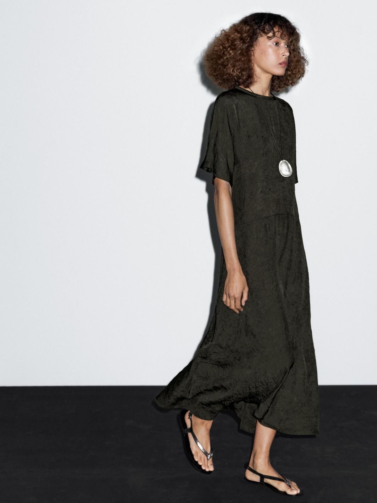 마시모두띠 반팔 배트윙 라운드넥 새틴 롱 원피스 6679/530 TURQUOISE - 상세 이미지 2