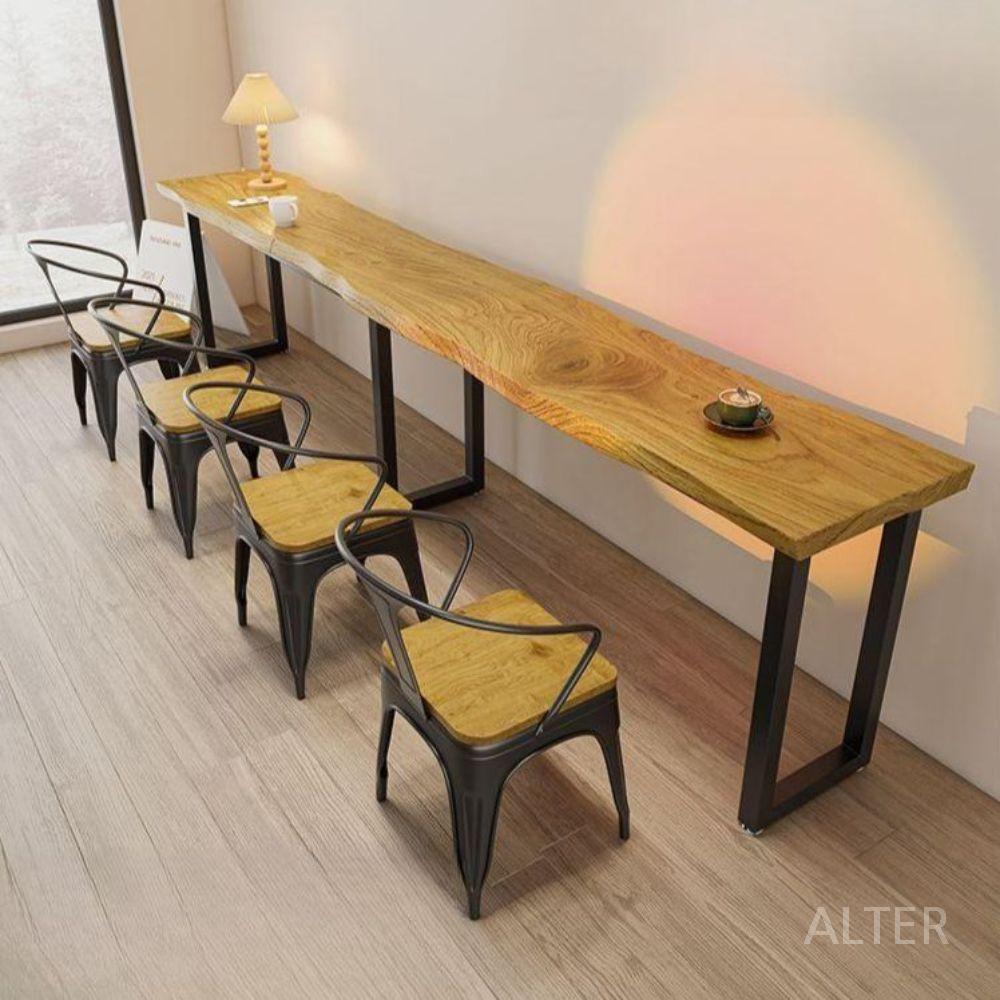 원목 창가 테이블 카페 바테이블 틈새 탁자 100x45x75cm 두께 5cm - 상세 이미지 3