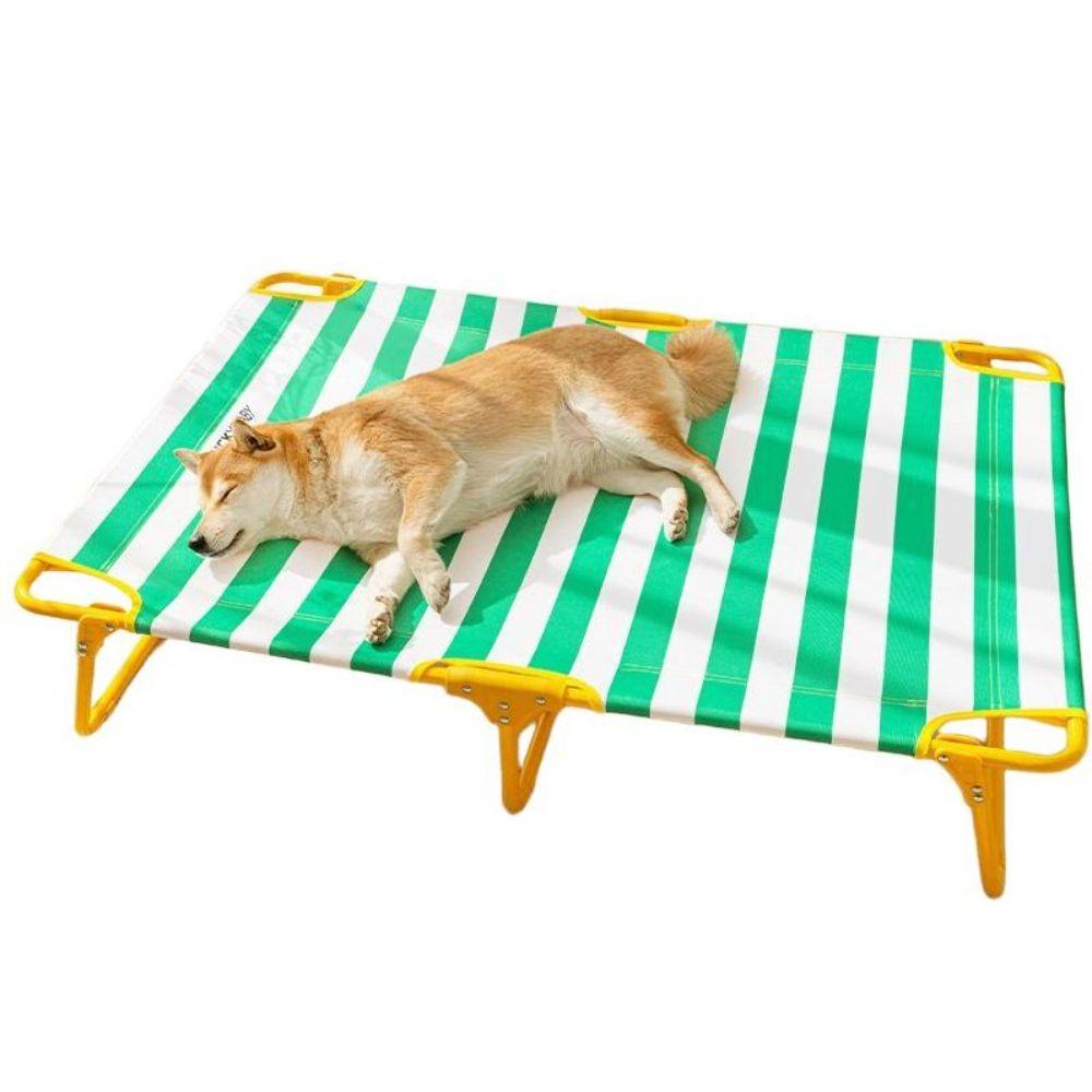 애견 야전 침대 휴대용 강아지 베드 캠핑 야외 여름 해먹 통기성 그린 25cm S 70x58x16cm (15kg 이내) - 상품 이미지