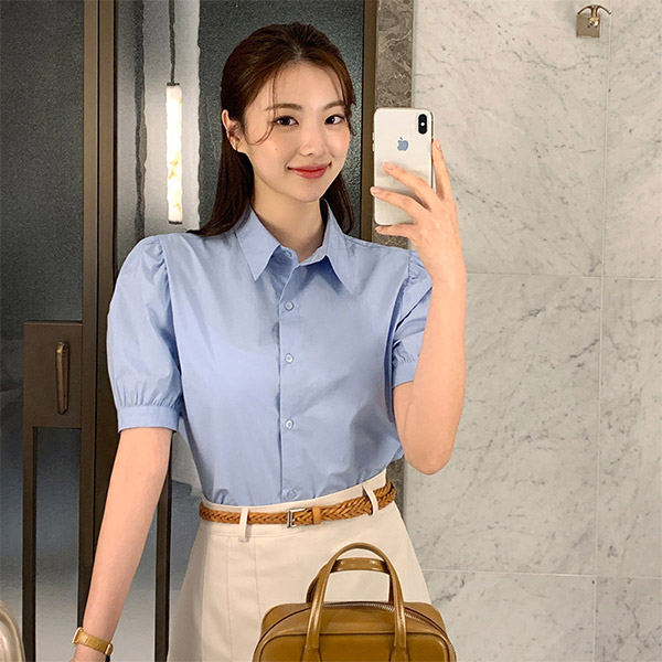 다이애나 퍼프 카라 여름 반팔 블라우스 셔츠 bs7567