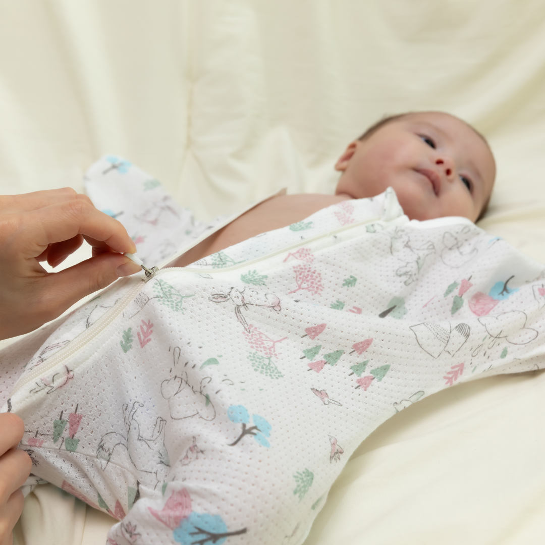 모아트리 아기슬리핑백 꿀잠슈트 수면조끼 신생아 아기수면잠옷 스와들졸업 오가닉 메쉬