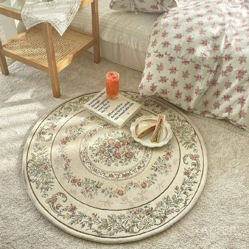 둥근 원형 소품 침실 매트 카펫 거실 라운드 감성 러그 촬영 베이지 바닥 매트 직경 120cm - 상세 이미지 3