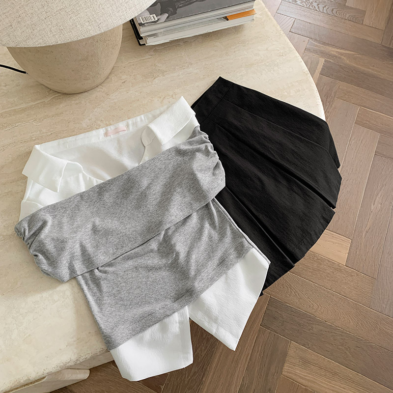 로재브 레이어드 배색 셔츠 오프숄더 티 ts4652 - 상세 이미지 5