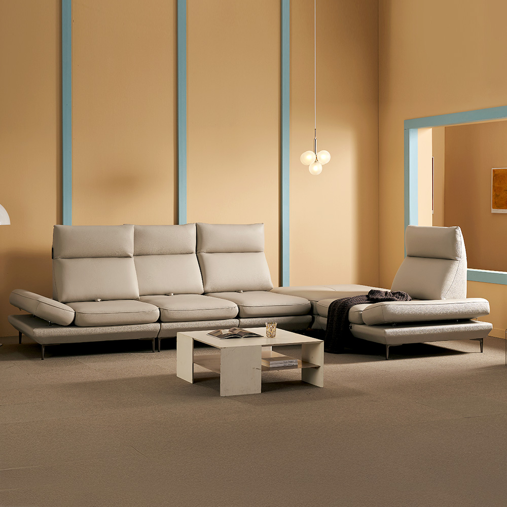 쉐우드가구 루체 이태리 천연통가죽 기능성 스윙 소파 8인용 코너형 / 국내제조 E0