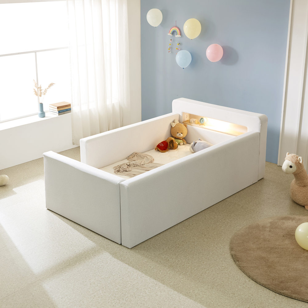 페라모 코코 데이베드 친환경 자재 패브릭 조명 저상형 아기 SS 침대 프레임 안전가드 3개