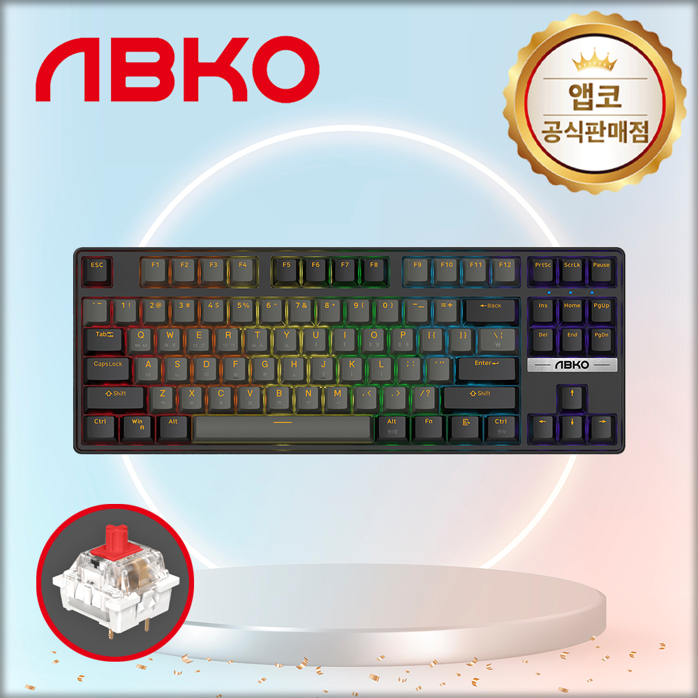 국내정발 앱코 K480 교체축 게이밍 기계식 텐키리스 키보드 젠틀맨, 적축, 45g