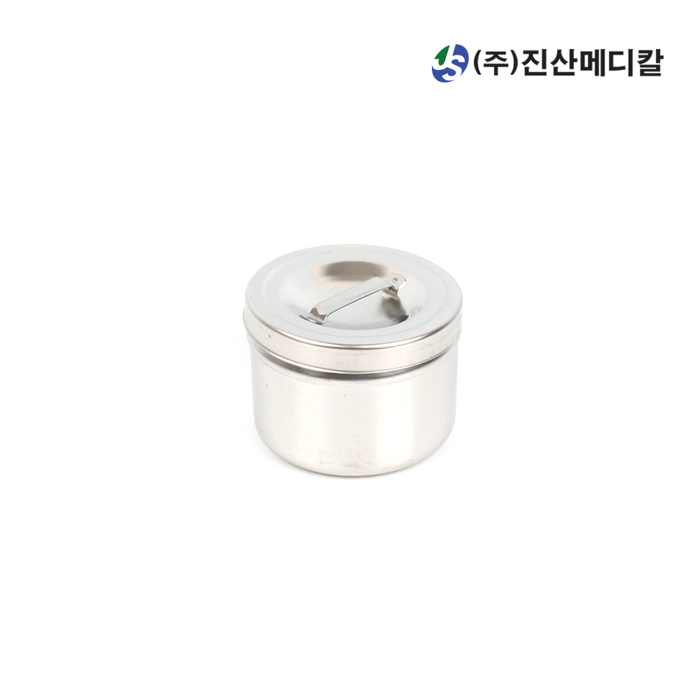 국산 고급형 스텐 스폰지캔 1호 75x60 소독캔 소독통 알콜솜통 병원 의료용 병원용 - 메인 이미지