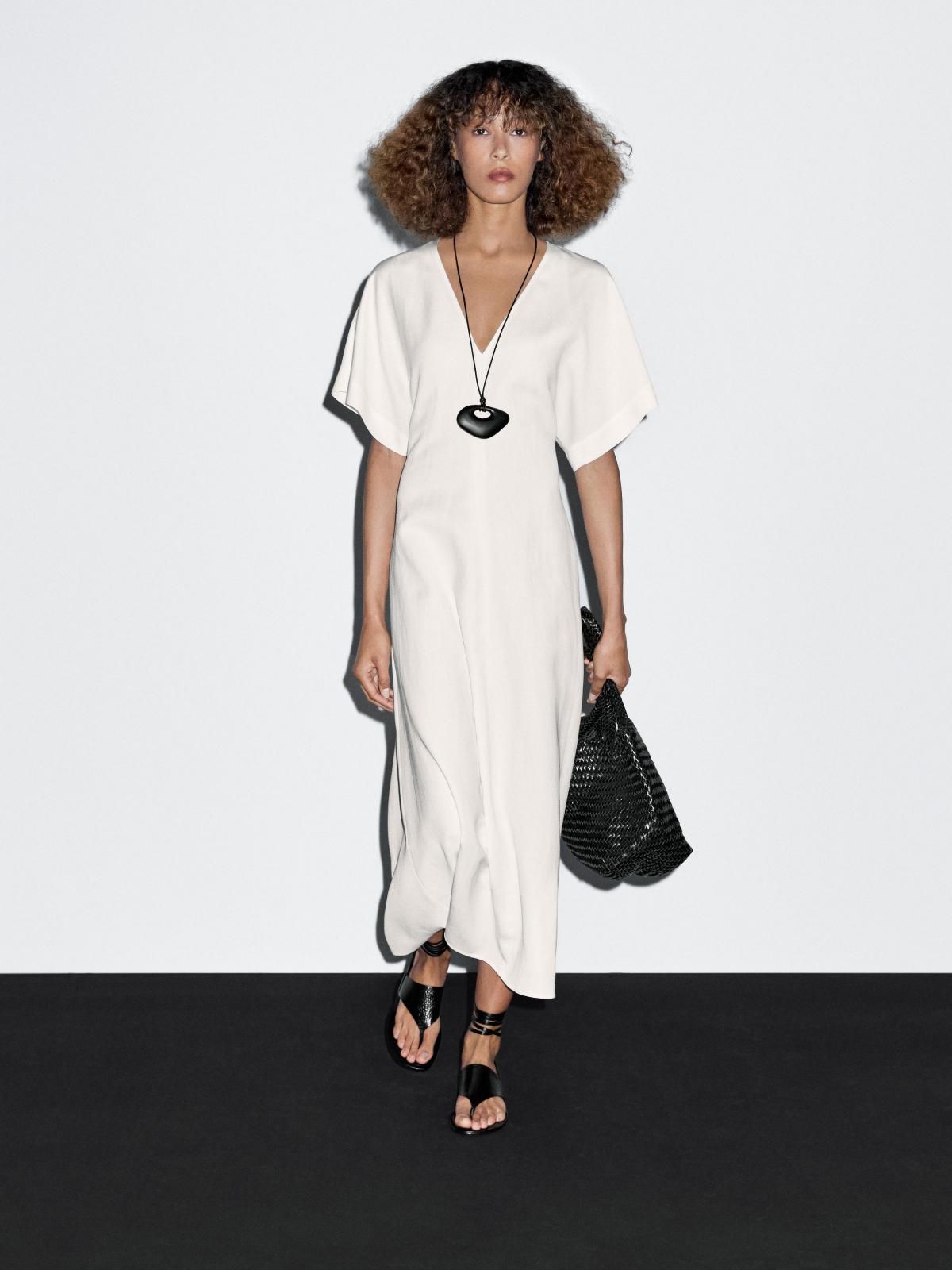 마시모두띠 플레어 브이넥 미디 원피스 6612/530 OFF WHITE - 상세 이미지 2