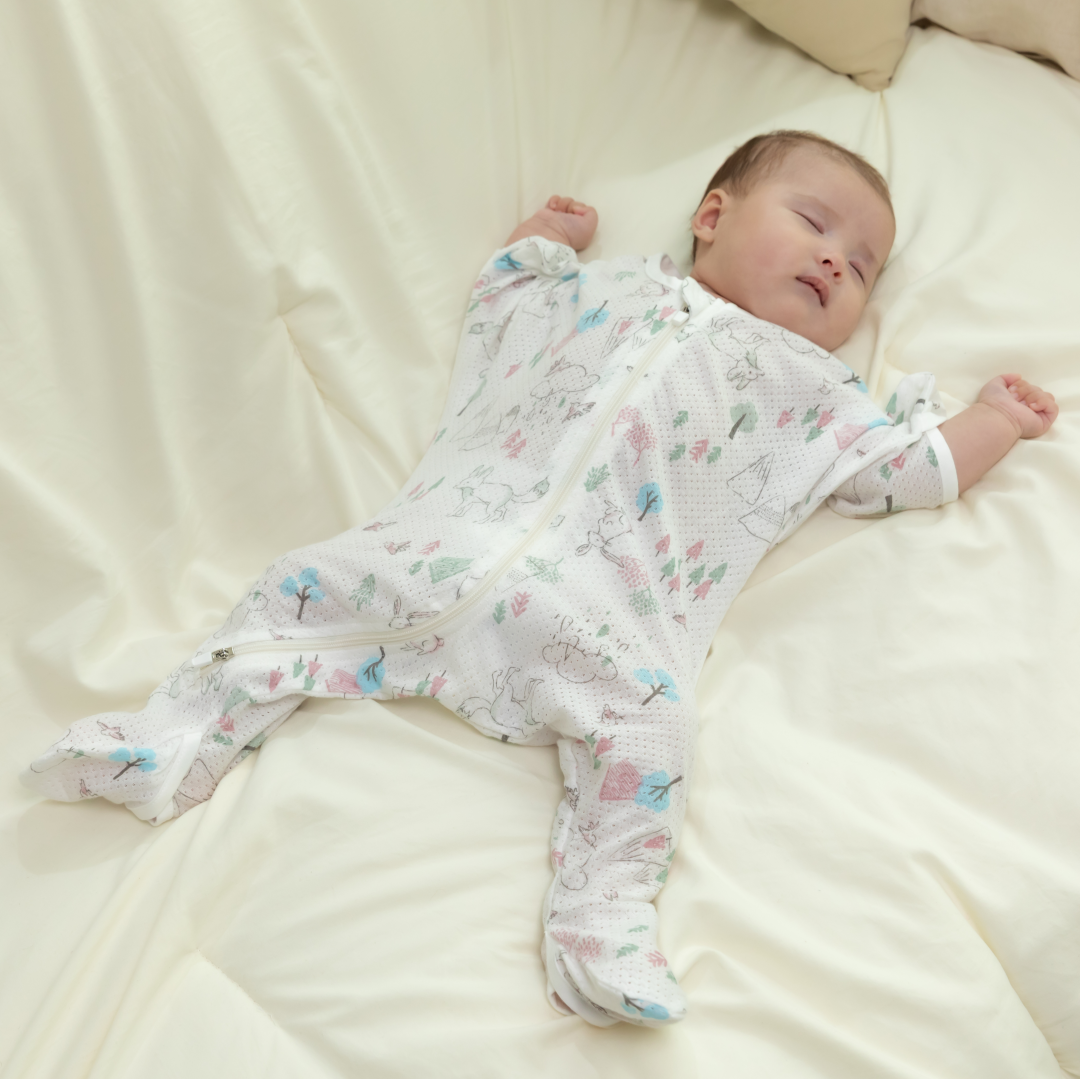 모아트리 아기슬리핑백 꿀잠슈트 수면조끼 신생아 아기수면잠옷 스와들졸업 오가닉 메쉬