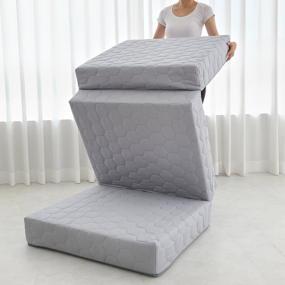 수면공학소 허리에좋은 단단한 3단 매트리스 바닥 수면매트 접이식 토퍼 차콜 13T MS