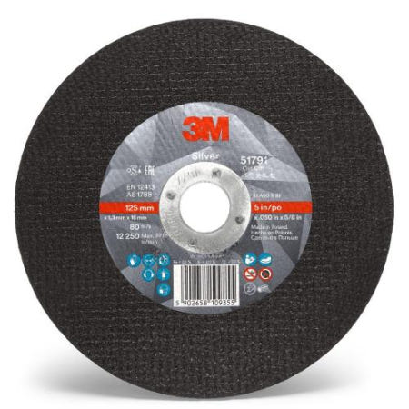 3M 절단석 실버 규격(5인치) 외내경(125x16mm) 두께(1.3T) 50장