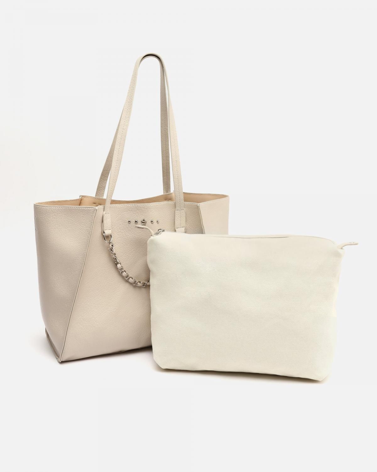 미사코 메탈 디테일 라지 쇼퍼백 YAKU-1-5000060117019 BEIGE - 상세 이미지 3