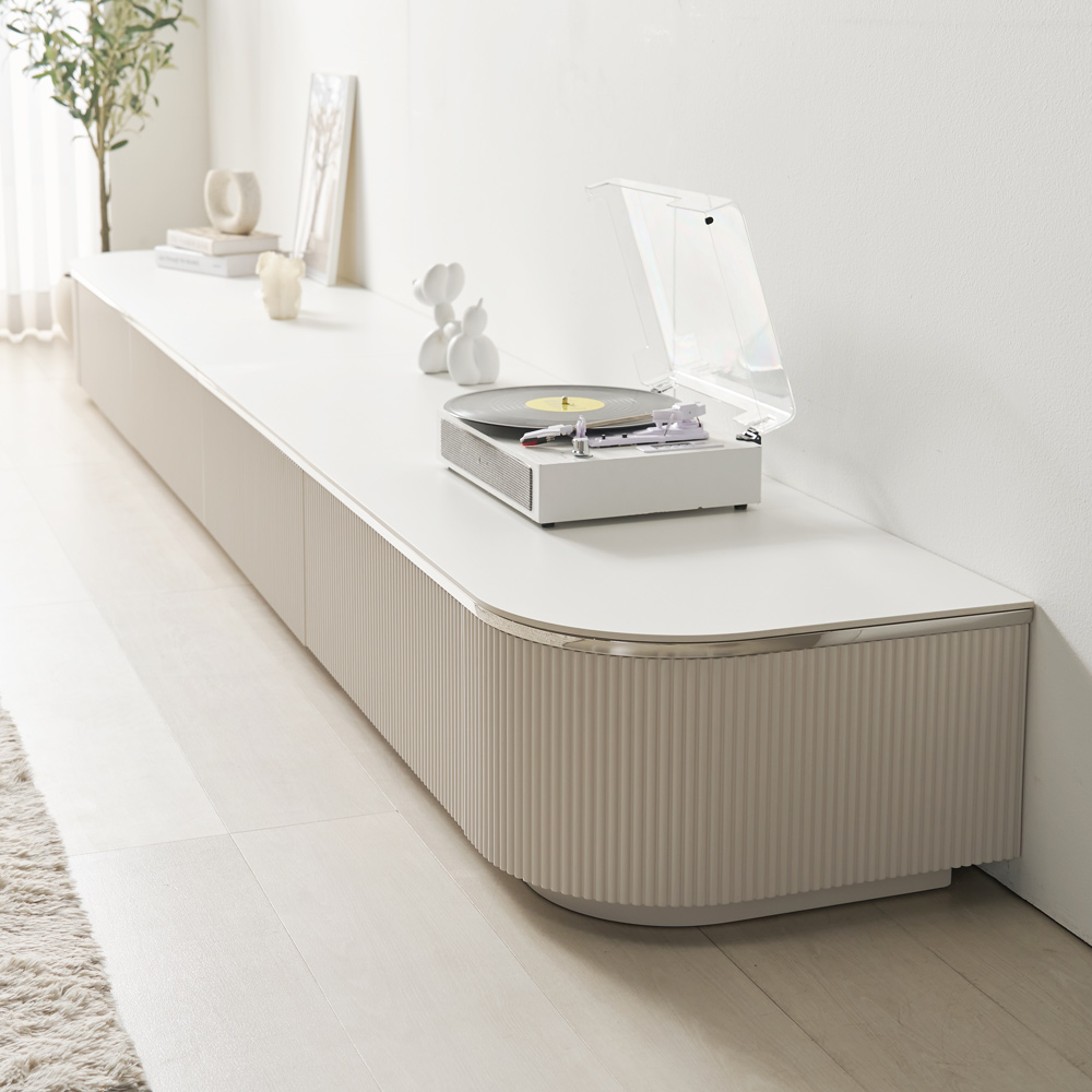 낮은 세라믹거실장 100인치 템바보드 폭넓은 TV거실장 티비다이 3200, 화이트