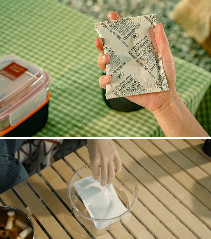바로쿡 발열도시락 비화식 발열 원형 용기 900 백패킹 반합 도시락 - 상세 이미지 4