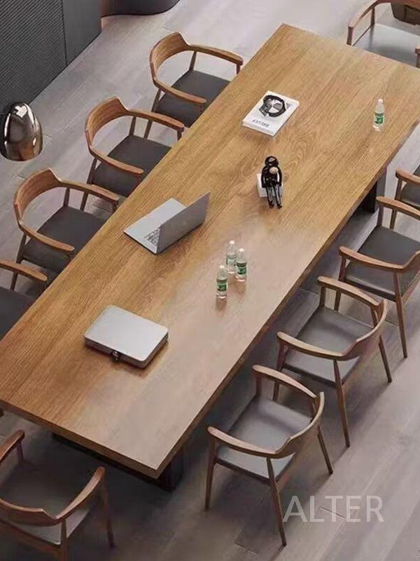 큰 테이블 대형 식탁 원목 회의실 와이드 우드슬랩 카페 갈색 160x70x75cm 두께 5cm - 상세 이미지 3
