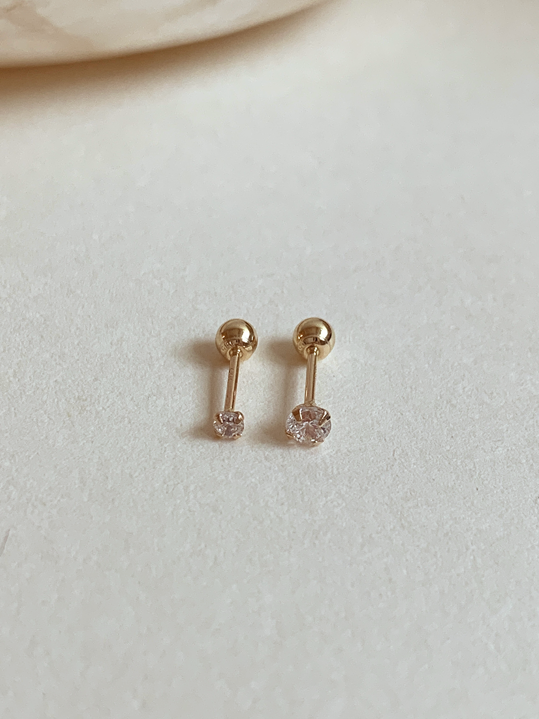 14k 미니 큐빅 피어싱 2mm 3mm 금 귀걸이 귓볼 귓바퀴 골드 피어싱 이미지 2