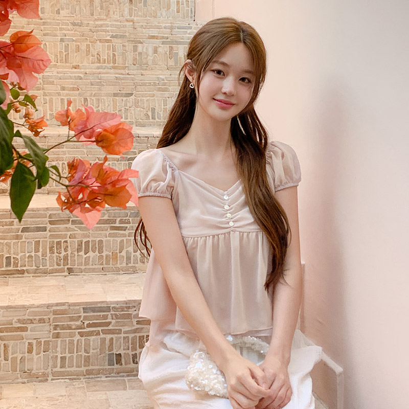 라벨린 쉬폰 셔링 블라우스 bs8271 - 상세 이미지 2
