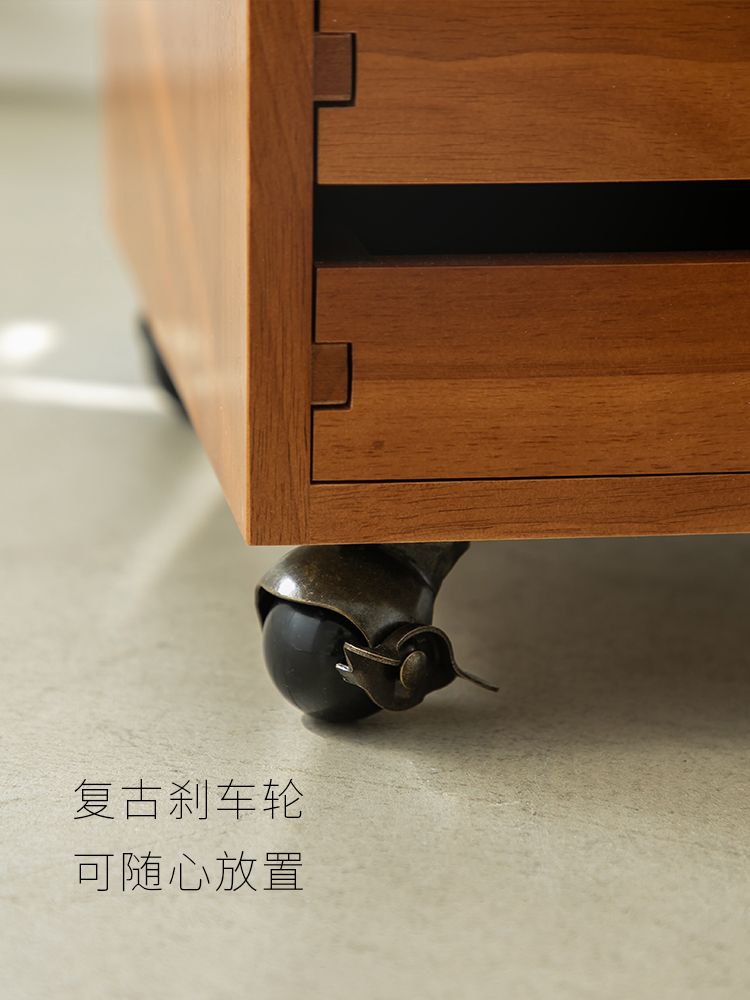 서류함 원목 이동식 블랙캐비닛 블랙 서류 트레이 서랍 파일 수납 - 상세 이미지 4