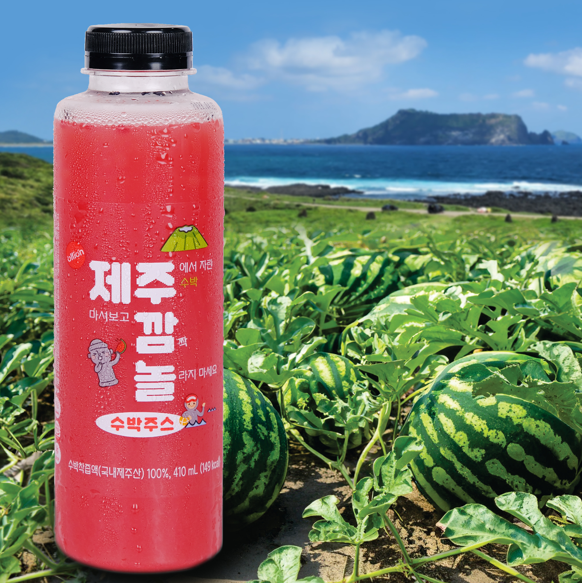 올리온 제주깜놀 첨가물 없이 100% 얼린 생수박주스 410ml, 3개 - 상세 이미지 3