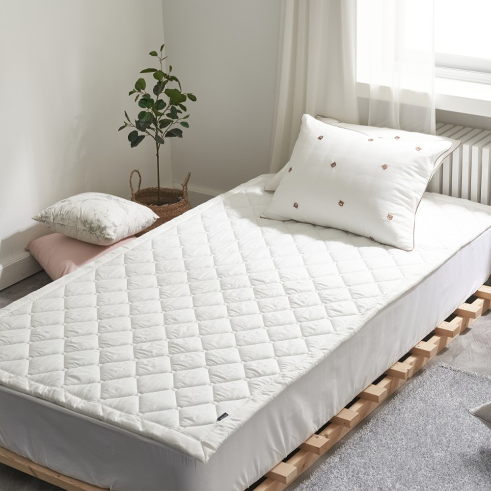 쿠에뜨 모달 100% 무지 순면 카페트 논슬립 고정밴드 SS 초코 침대패드