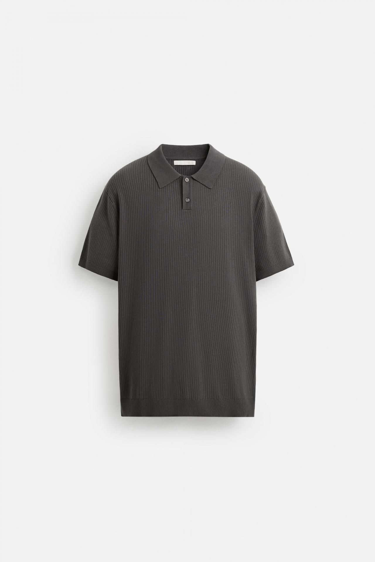 자라 골지 니트 폴로 셔츠 2142/420 ANTHRACITE GREY