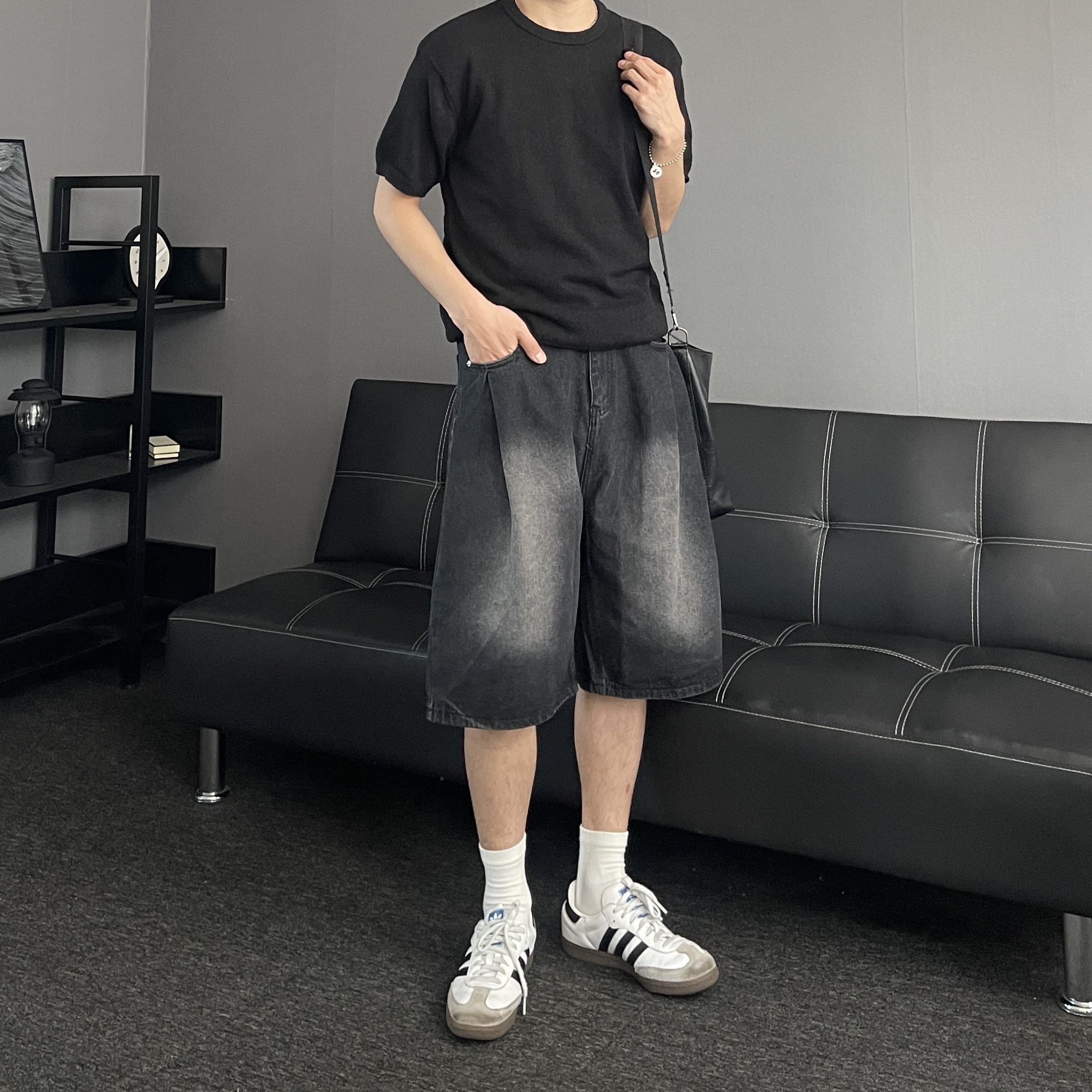 남자청반바지 남자7부청바지 버뮤다데님팬츠 - 상세 이미지 3