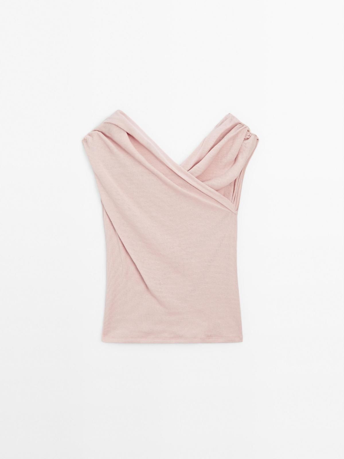마시모두띠 100 코튼 서플리스 보트넥 탑 6821/763 ROSE PINK - 상세 이미지 5