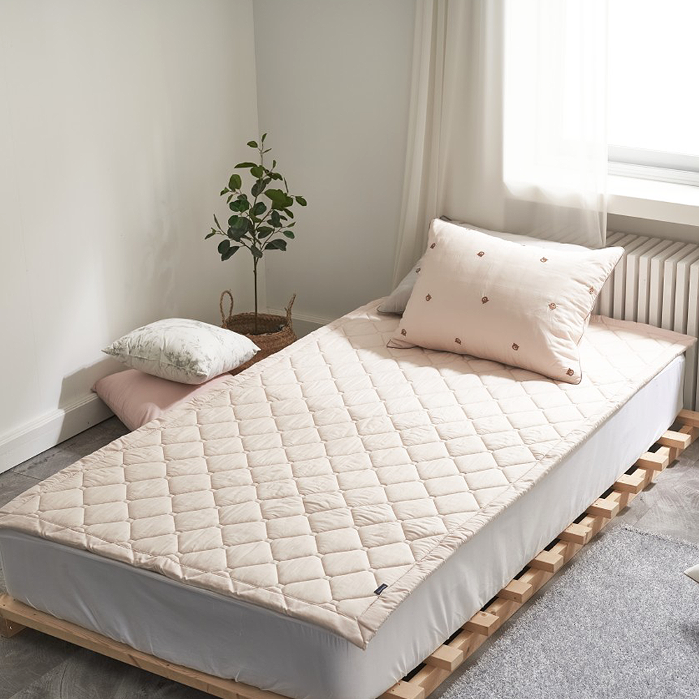 쿠에뜨 모달 100% 무지 순면 카페트 논슬립 고정밴드 SS 초코 침대패드